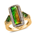 Canadian Ammolite and Multi Gemstone Ring in Vermeil YG Over Sterling Silver 1.00 ctw - Sticky add to cart bar