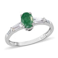 Emerald and Zircon Ring in Platinum Over Sterling Silver 1.80 ctw - Sticky add to cart bar