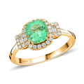 One Of A Kind Certified & Appraised Iliana AAA Boyaca Colombian Emerald and G-H SI Diamond 1.55 ctw Ring in 18K Yellow Gold - Sticky add to cart bar