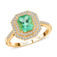 18K Yellow Gold Emerald Diamond Classic Halo Ring | Iliana