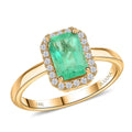 ILIANA AAA Boyaca Colombian Emerald and G-H SI Diamond Ring in 18K Yellow Gold 3.65 Grams 1.40 ctw - Sticky add to cart bar