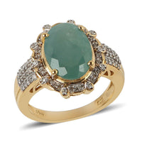 Grandidierite and White Diamond Accent Ring in 14K Yellow Gold Over Sterling Silver 6.75 ctw