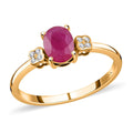 ILIANA 18K Yellow Gold AAA Royal Thai Ruby and G-H SI Diamond Ring 3.54 Grams 1.50 ctw - Sticky add to cart bar
