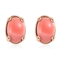 Premium Oregon Peach Opal Solitaire Stud Earrings in Vermeil Rose Gold Over Sterling Silver 0.70 ctw