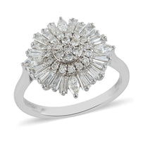 RHAPSODY 950 Platinum E-F VS Diamond Cluster Ring 6.65 Grams 1.00 ctw