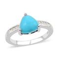 Sleeping Beauty Turquoise and Diamond Ring in Platinum Over Sterling Silver (Size 9.0) 1.35 ctw - Sticky add to cart bar