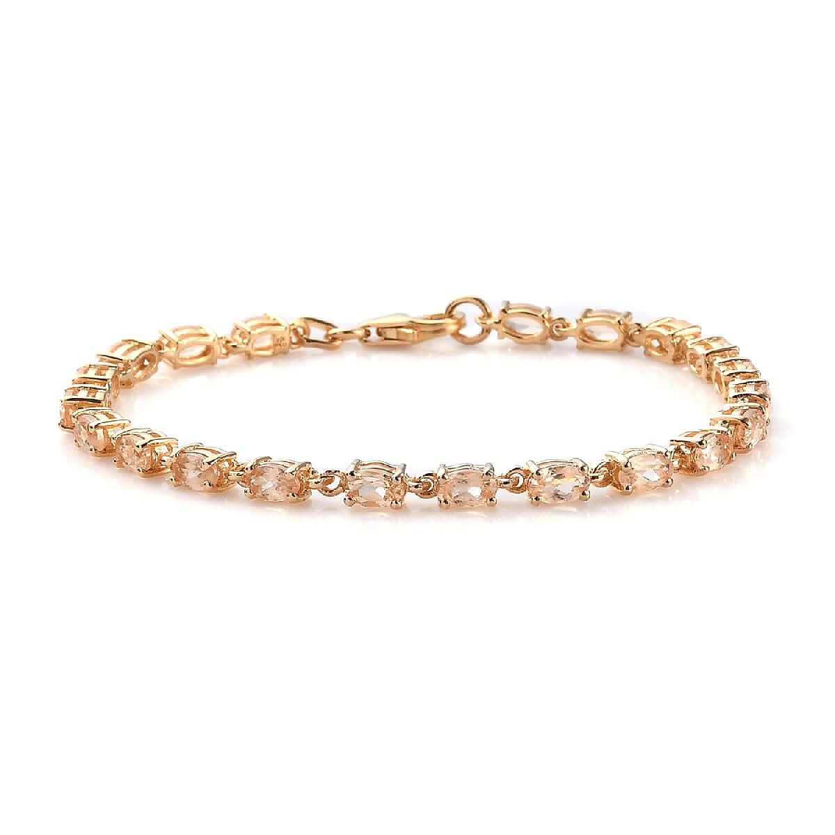 6.40 ctw Natural Ceylon Imperial Garnet Bracelet in Vermeil YG Over Sterling Silver (7.25 In) (1)