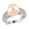 8.40 ctw Pink Pearl and Zircon Ring in Platinum Over Sterling Silver - Sticky add to cart bar