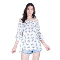 JOVIE Portrait Pattern Women's Smocking Top- M - Sticky add to cart bar