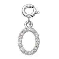 0.12 ctw Diamond Initial D Charm in Platinum Over Sterling Silver