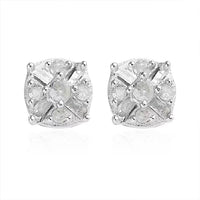 D'Joy Diamond Stud Earrings in Platinum Over Sterling Silver 0.15 ctw