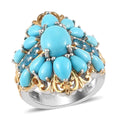 AMERICAN Natural Sleeping Beauty Turquoise, Malgache Neon Apatite Ring in Vermeil YG & Platinum Over Sterling Silver (Size 11.0) 5.30 ctw - Sticky add to cart bar