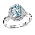 ILIANA 2.15 ctw AAA Santa Maria Aquamarine and Diamond G-H SI Halo Ring in 18K White Gold 5 Grams - Sticky add to cart bar
