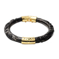 Shungite Wide Carved Bangle Bracelet in 14K Yellow Gold Over Sterling Silver (7.50 in) 190.00 ctw - Sticky add to cart bar