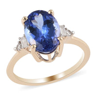 LUXORO 10K Yellow Gold Premium Tanzanite and Diamond G-H I3 Ring (Size 5.0) 2.80 ctw