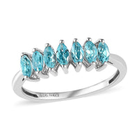 Madagascar Paraiba Apatite 7 Stone Ring in Platinum Over Sterling Silver (Size 6.0) 0.65 ctw
