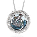 Galatea DavinChi Cut Collection Blue Topaz and Multi Gemstone Pendant Necklace 18 Inches in Rhodium Over Sterling Silver 5.50 ctw - Sticky add to cart bar