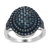 Natural Diamond Cocktail Ring in Platinum Over Sterling Silver 1.00 ctw