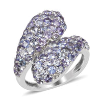 Tanzanite Ring in Platinum Over Sterling Silver 4.10 ctw