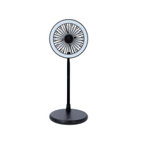 USB Desk Fan With LED Light & 3 Speed Option - Black (5V/1A 2W)