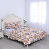 HOMESMART Yellow and Brick Flower Printed 6pcs Quilt Set - Queen (100% Microfiber)