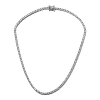 Moissanite Tennis Necklace 18 Inches in Platinum Over Sterling Silver 20.30 Grams 14.20 ctw