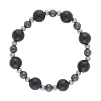 Shungite and Hematite Beaded Stretch Bracelet 88.00 ctw