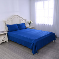 HOMESMART Blue Matt Satin 4pcs Sheet Set- Queen