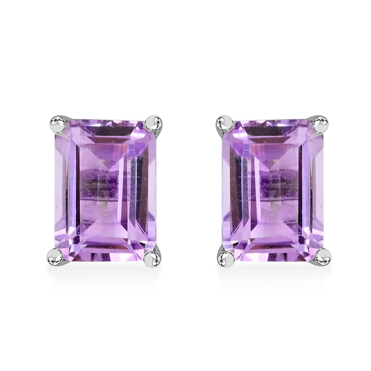 Rose De France Amethyst Solitaire Stud Earrings in Platinum Over Sterling Silver 2.20 ctw