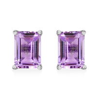 Rose De France Amethyst Solitaire Stud Earrings in Platinum Over Sterling Silver 2.20 ctw