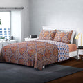 HOMESMART Orange and Blue Printed Microfiber Quilt (Queen) and Set of 2 Shams - Sticky add to cart bar