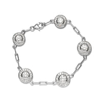 LUSTRO STELLA Made with Finest CZ Paper Clip Link Bracelet in Platinum Over Sterling Silver (7.25 In) 9.80 Grams 11.10 ctw