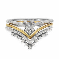 Diamond Stackable Ring in Vermeil YG and Platinum Over Sterling Silver (Size 6.0) 0.33 ctw