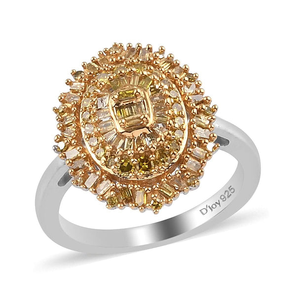 0.50 ctw Yellow Diamond Cocktail Ring in Rhodium & Platinum Over Sterling Silver (Size 10.0) - Product card gallery slide 1 (9431161766143)