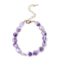 Bi-Color Amethyst, Yellow Glass Beaded Bracelet in Goldtone (7.25 In) 40.00 ctw