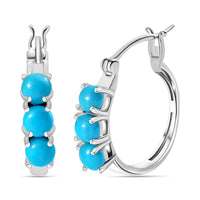 Sleeping Beauty Turquoise Hoop Earrings in Platinum Over Sterling Silver 1.75 ctw