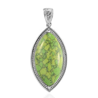White Howlite Solitaire Pendant in Stainless Steel 15.50 ctw