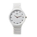 EON 1962 Emerald Japanese Movement Watch with White Ceramic Strap 0.15 ctw - Sticky add to cart bar