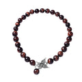 Premium South African Red Tiger Eye 14-17mm Beaded Necklace 20 Inches with Butterfly Front Toggle Lock in Stainless Steel 790.50 ctw - Sticky add to cart bar