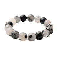 White and Black Rutile Quartz Beaded Stretch Bracelet 202.00 ctw