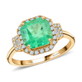 ILIANA AAA Boyaca Colombian Emerald and Diamond Ring in 18K Yellow Gold 3.40 Grams 2.60 ctw - Sticky add to cart bar