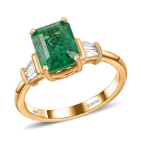 ILIANA 18K Yellow Gold AAA Kagem Zambian Emerald and G-H SI Diamond Ring 4.35 Grams 2.70 ctw