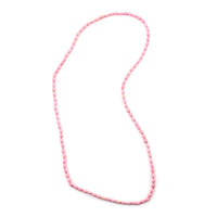 Pink Wooden Beaded Rope Necklace 38 Inches