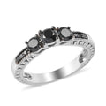 Black Diamond Ring in Rhodium and Platinum Over Sterling Silver 0.85 ctw - Sticky add to cart bar