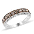 1.00 ctw Natural Champagne Diamond Ring in Rhodium & Platinum Over Sterling Silver - Sticky add to cart bar