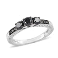 Black Diamond Ring in Rhodium & Platinum Over Sterling Silver 0.80 ctw - Sticky add to cart bar