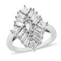 LUSTRO STELLA Made with Finest CZ Elongated Ring in Rhodium Over Sterling Silver 3.50 ctw - Sticky add to cart bar