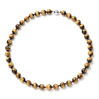 Yellow Tiger's Eye Beaded Necklace 18 Inches in Rhodium Over Sterling Silver 291.50 ctw