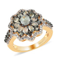 Narsipatnam Alexandrite, Natural White Zircon Floral Ring in Rhodium and Vermeil YG Over Sterling Silver (Size 10.0) 2.25 ctw - Sticky add to cart bar