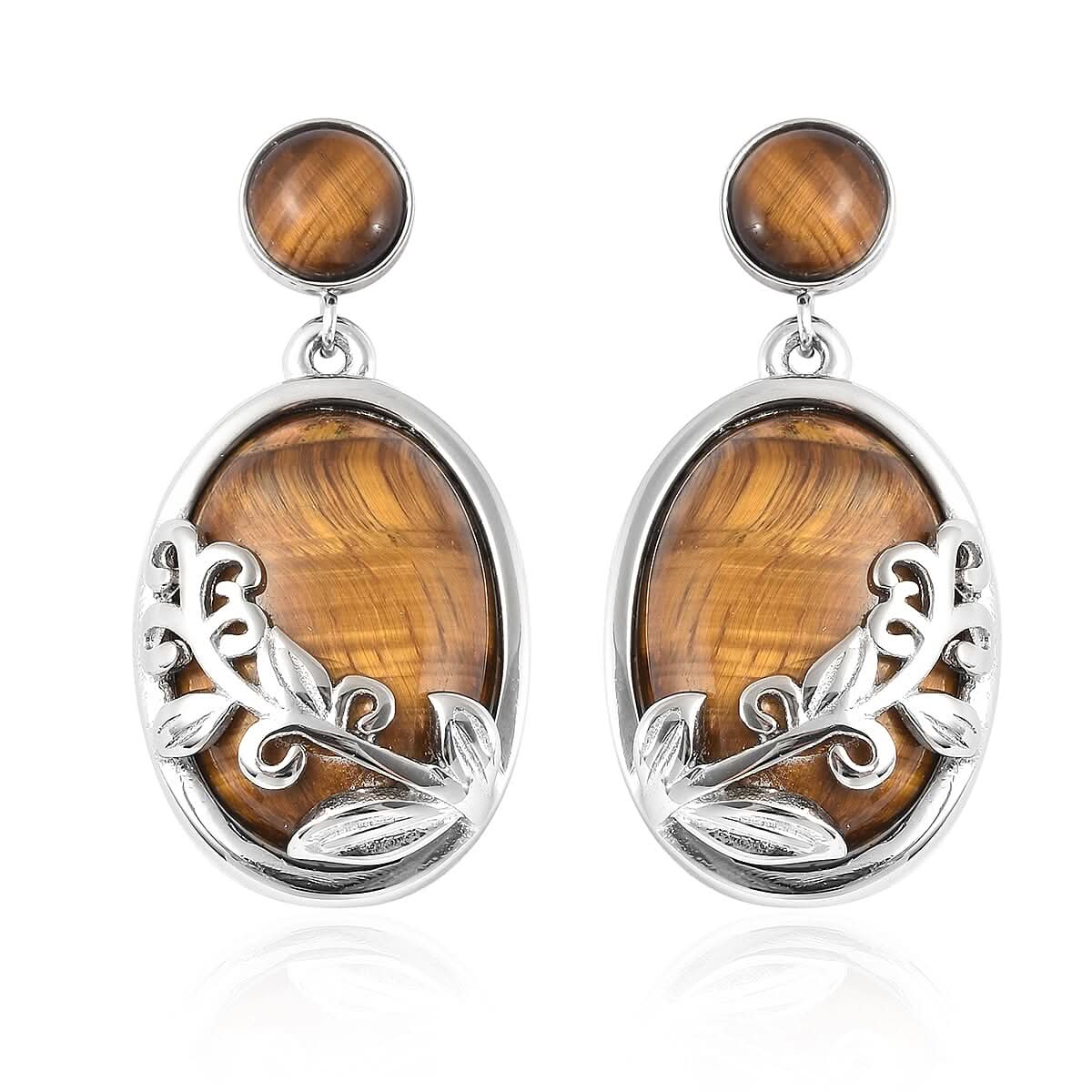 31.30 ctw Amazonite Earrings in Stainless Steel